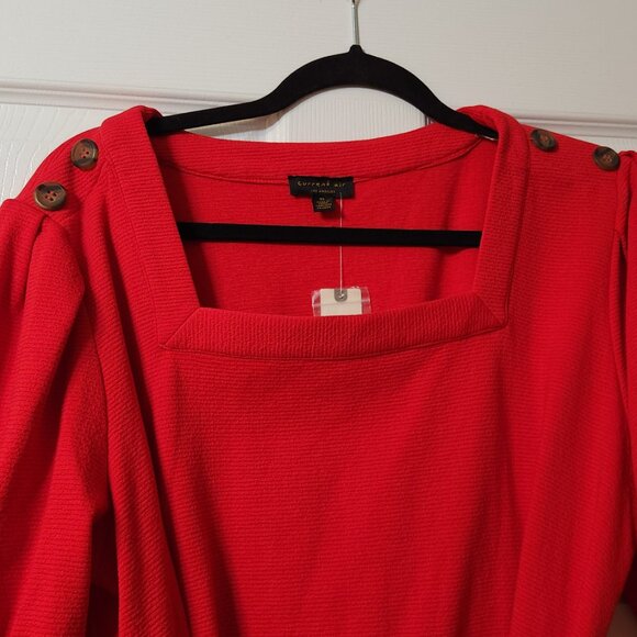 Current Air Los Angeles Belted Puff Sleeve Dress Red - Picture 4 of 7